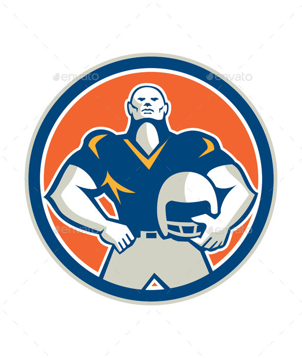 American Football with Helmet Circle - Sports/Activity Conceptual