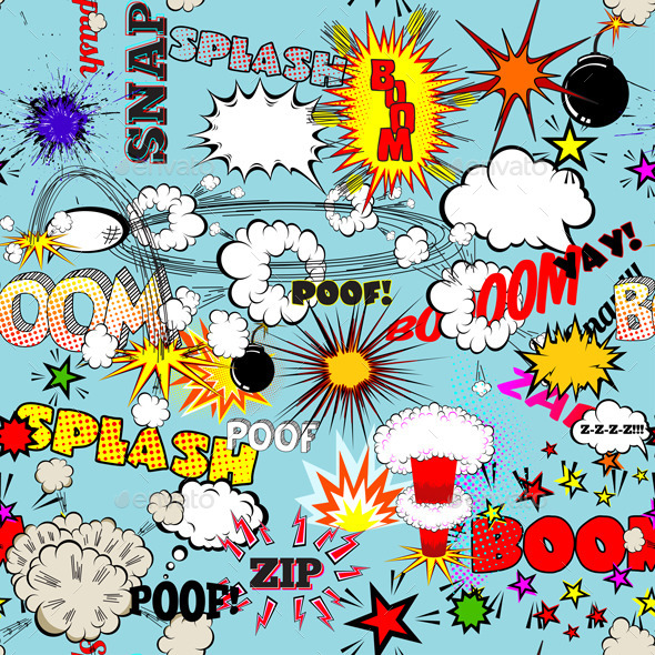 Retro Seamless Pattern with Comic Speech Bubbles - Abstract Conceptual