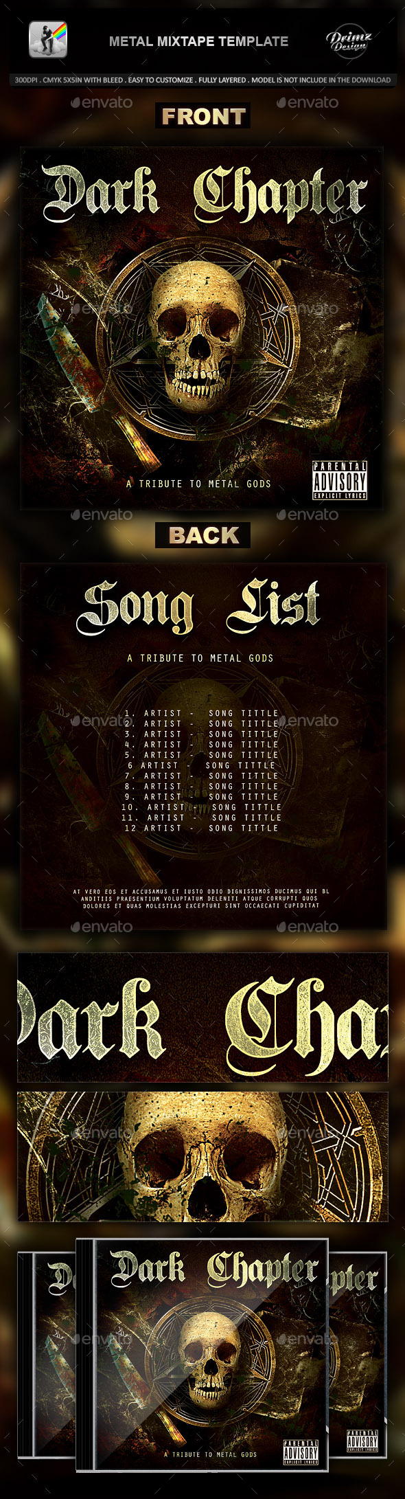 Metal Mixtape Template - CD & DVD Artwork Print Templates