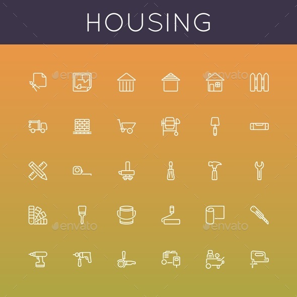 Vector Housing Line Icons - Business Icons