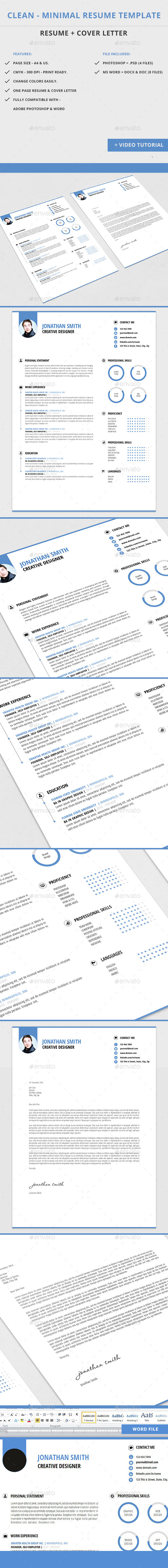 Clean - Minimal Resume Template - Resumes Stationery
