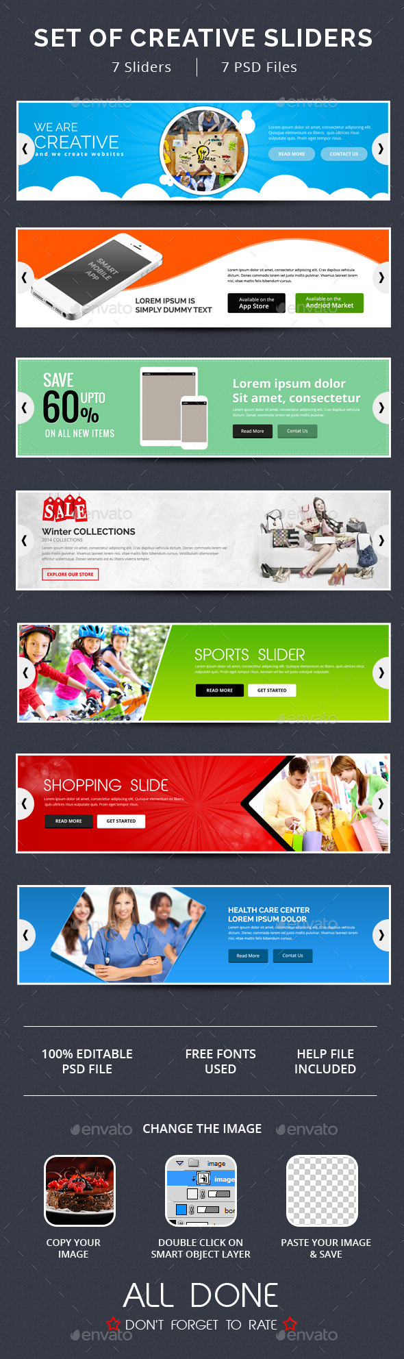 Set of 7 Creative Sliders - Sliders & Features Web Elements