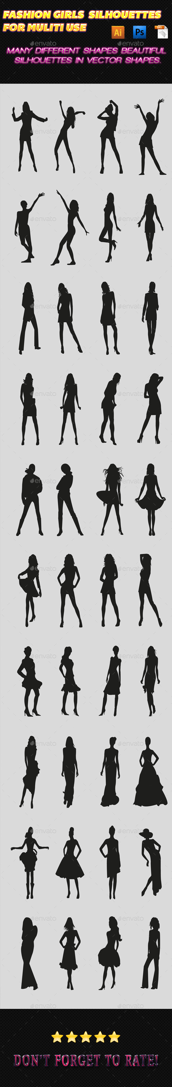 Fashion Girls Silhouettes 02 - People Characters