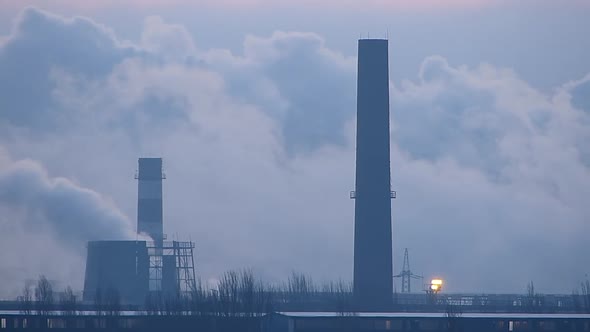 Chimneys pattern. Industrial steam. Smoke. Heavy industry pattern.