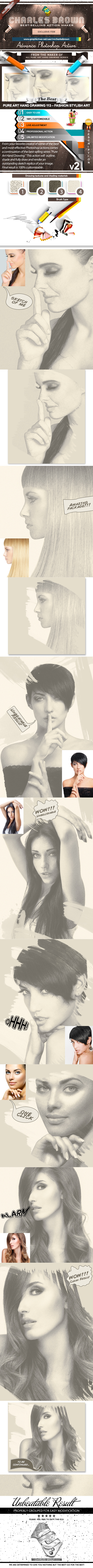 Pure Art Hand Drawing 113 – Fashion Stylish Art 2 - Photo Effects Actions