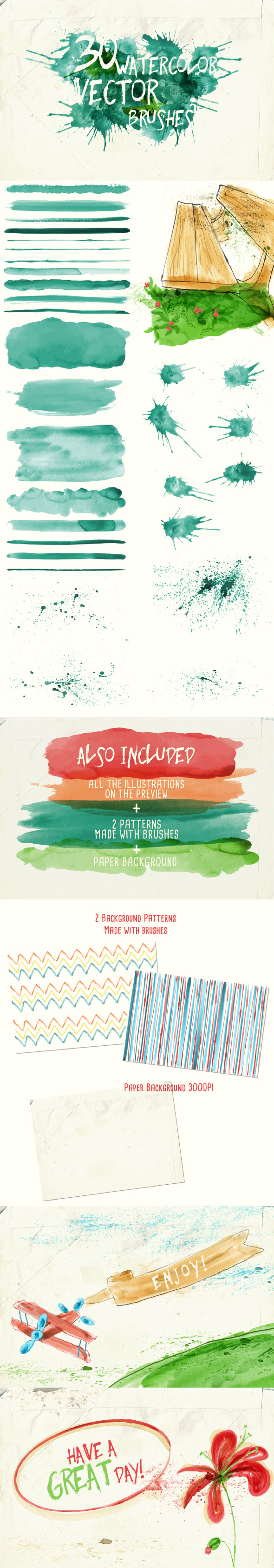 Watercolor Vector Art Brushes - Artistic Brushes