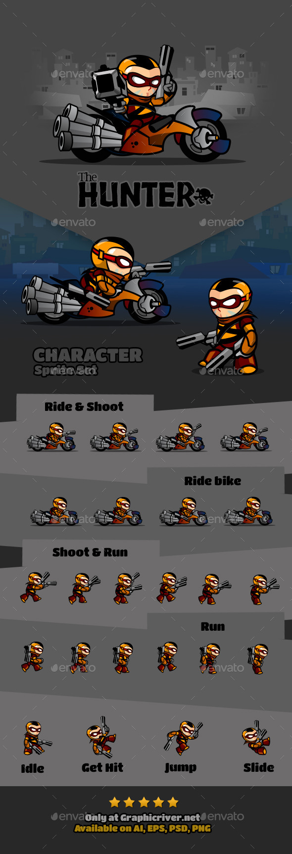 The Hunter Character - Sprites Game Assets