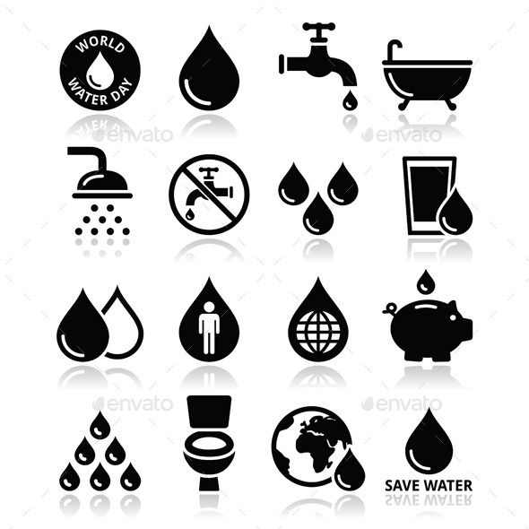World Water Day Icons - Organic Objects Objects