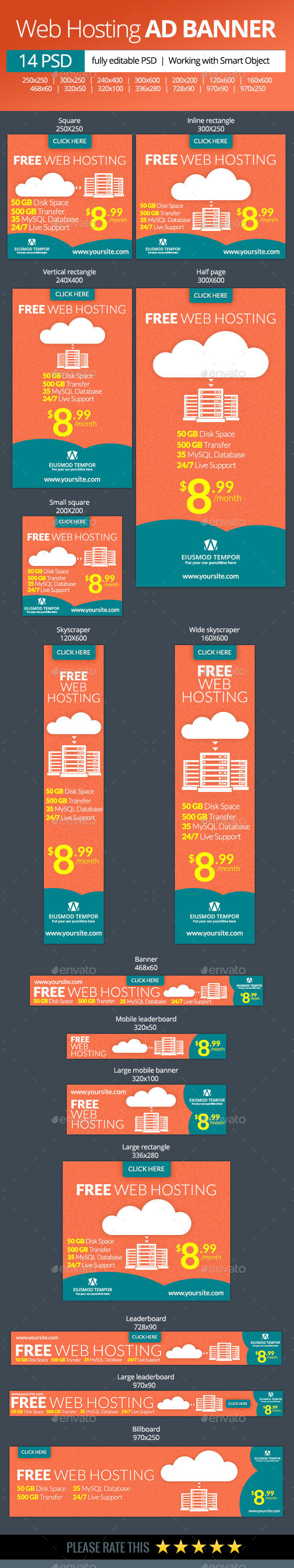 Web Hosting Banners - Banners & Ads Web Elements