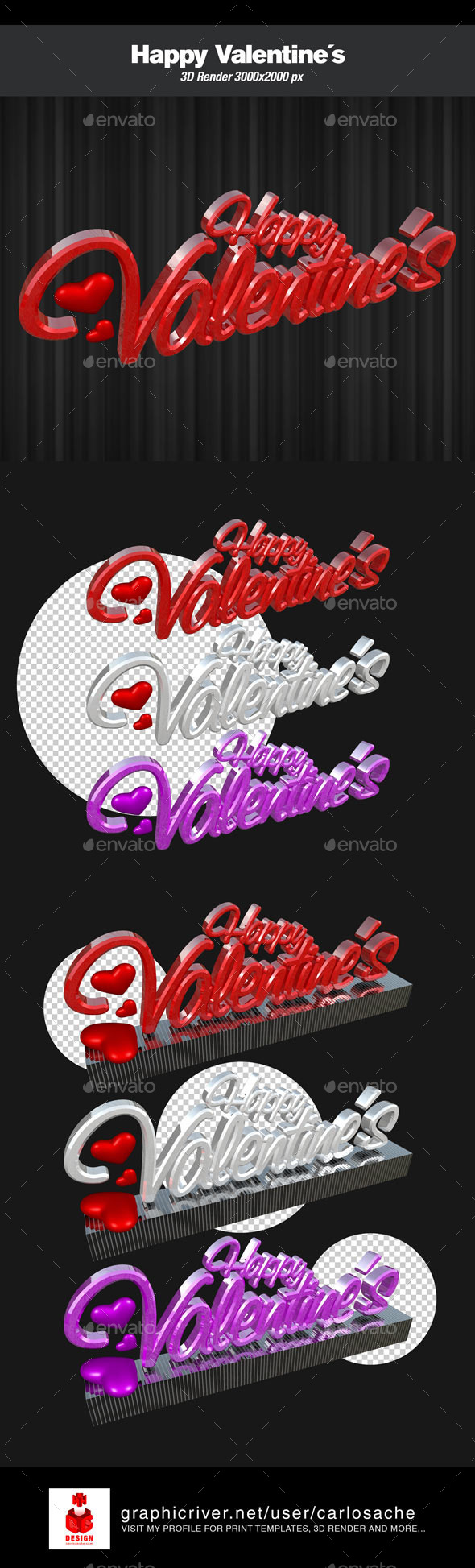 Happy Valentine´s - 3D Render Text