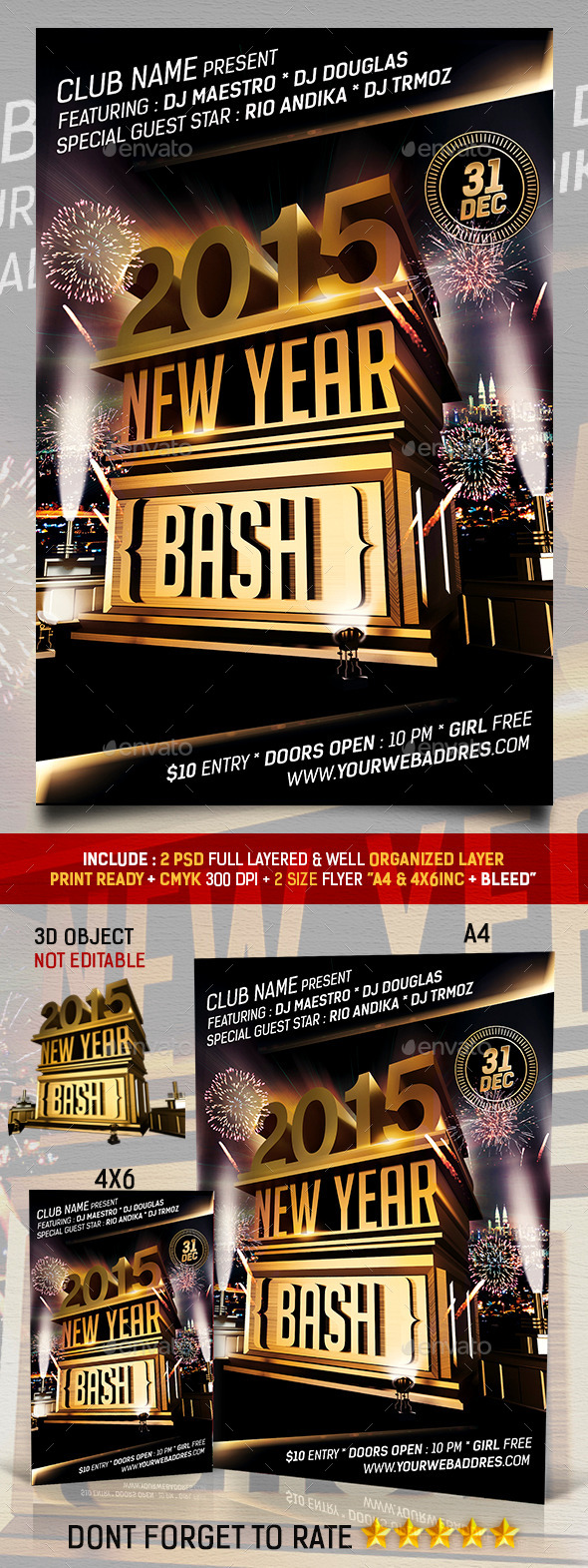 New Year Bash Flyer Template - Holidays Events