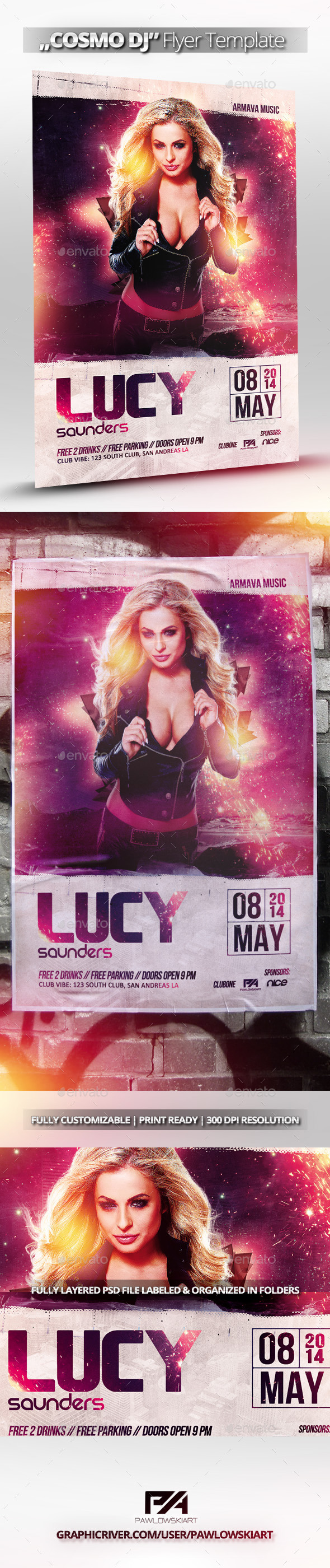 COSMO DJ Party Flyer Template - Clubs & Parties Events