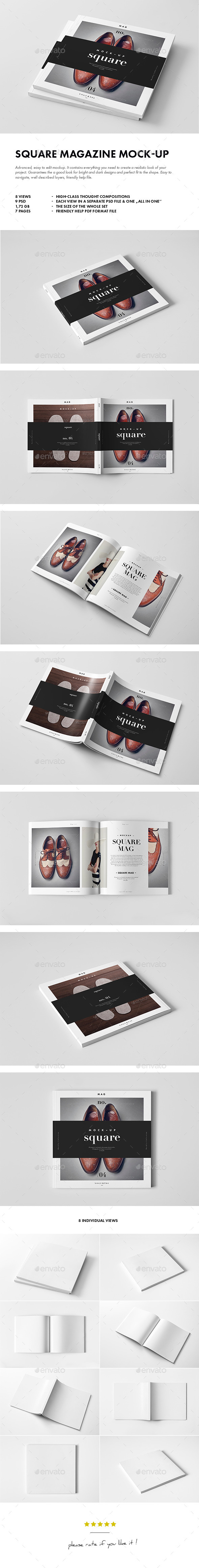 Square Magazine / Brochure Mock-up - Magazines Print