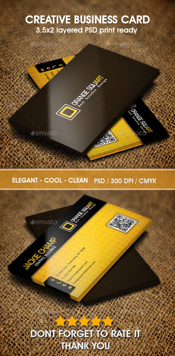 Orange Squart Business Card - Corporate Business Cards