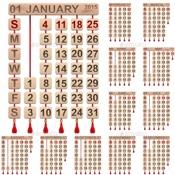 Calendar 2015 - Seasons/Holidays Conceptual