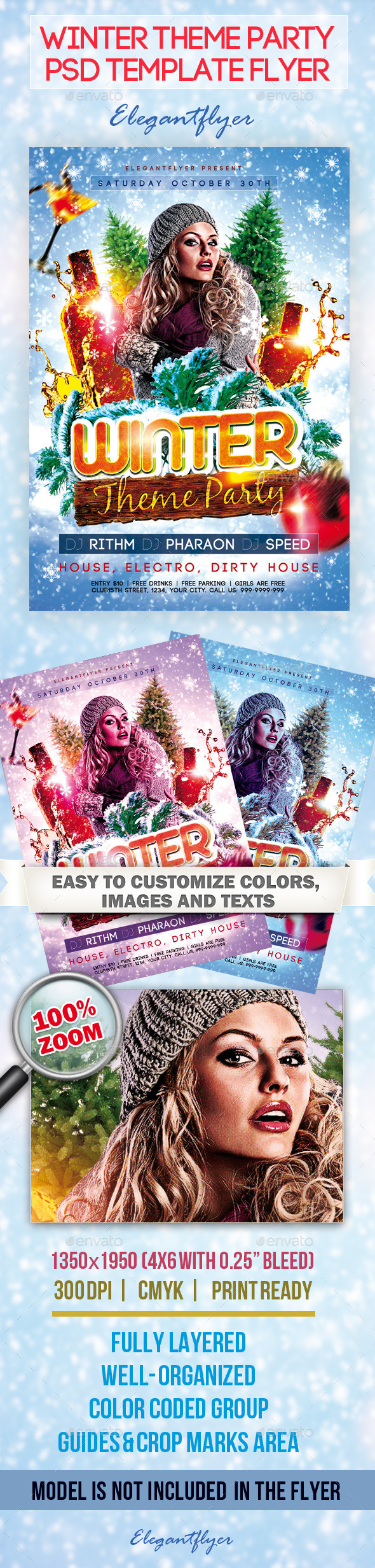 Free PSD  Winter design flyer template