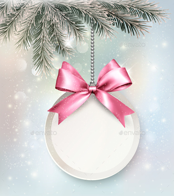 Holiday Background with a Label and a Bow - New Year Seasons/Holidays