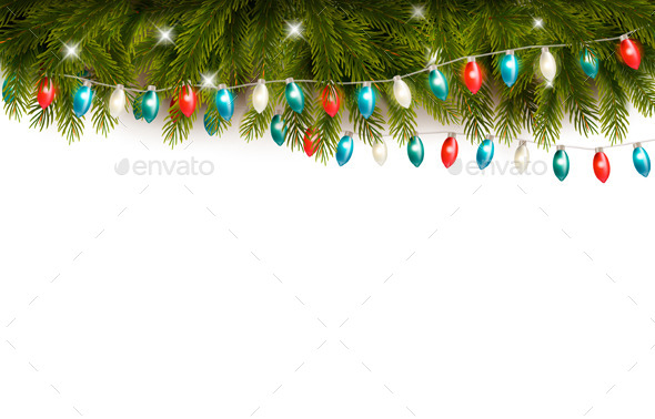 Christmas Background with Branches and a Garland - Seasons/Holidays Conceptual