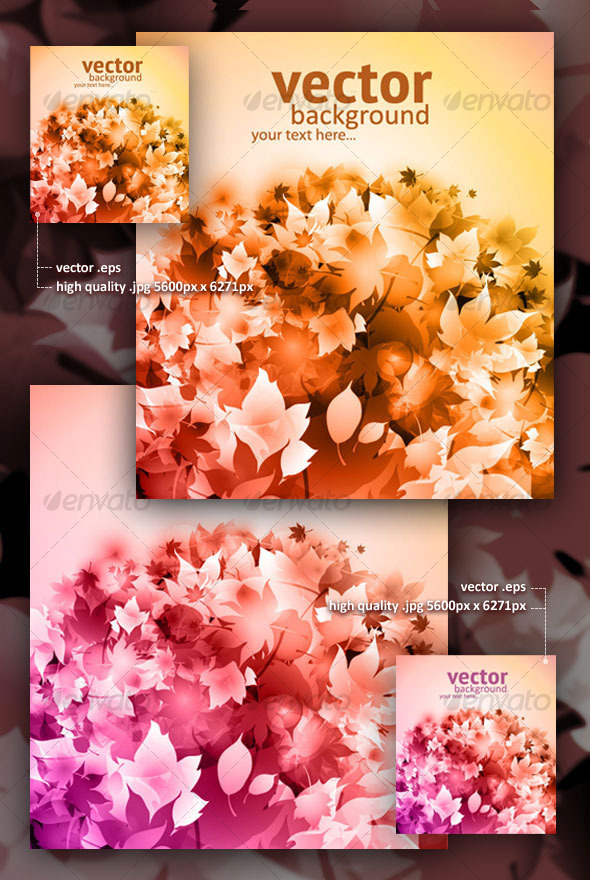 Vector autumn backgrounds with fallen leaves - Backgrounds Decorative