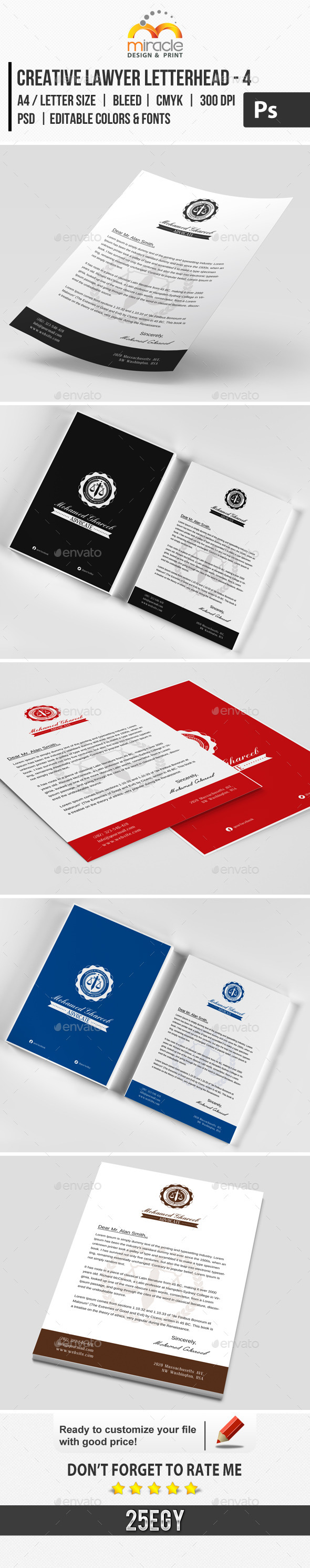 Creative Lawyer Letterhead #4 - Stationery Print Templates