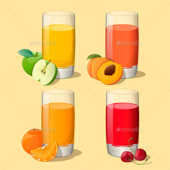 Set of Juices in Glass - Food Objects
