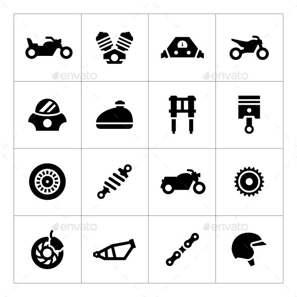 Set Icons of Motorcycle - Man-made objects Objects