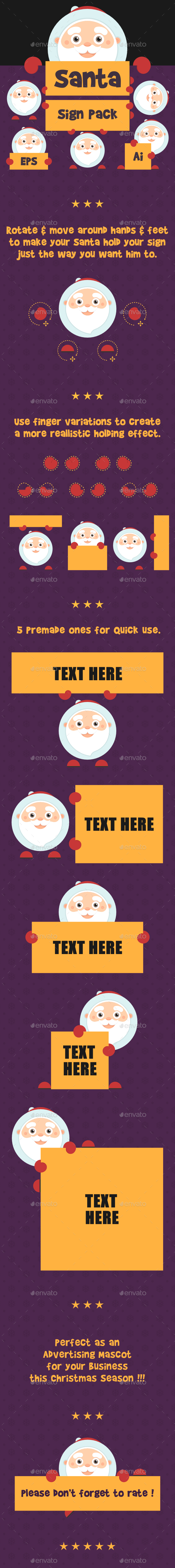 Cute Santa Mascot Sign Holding Creation Kit - People Characters