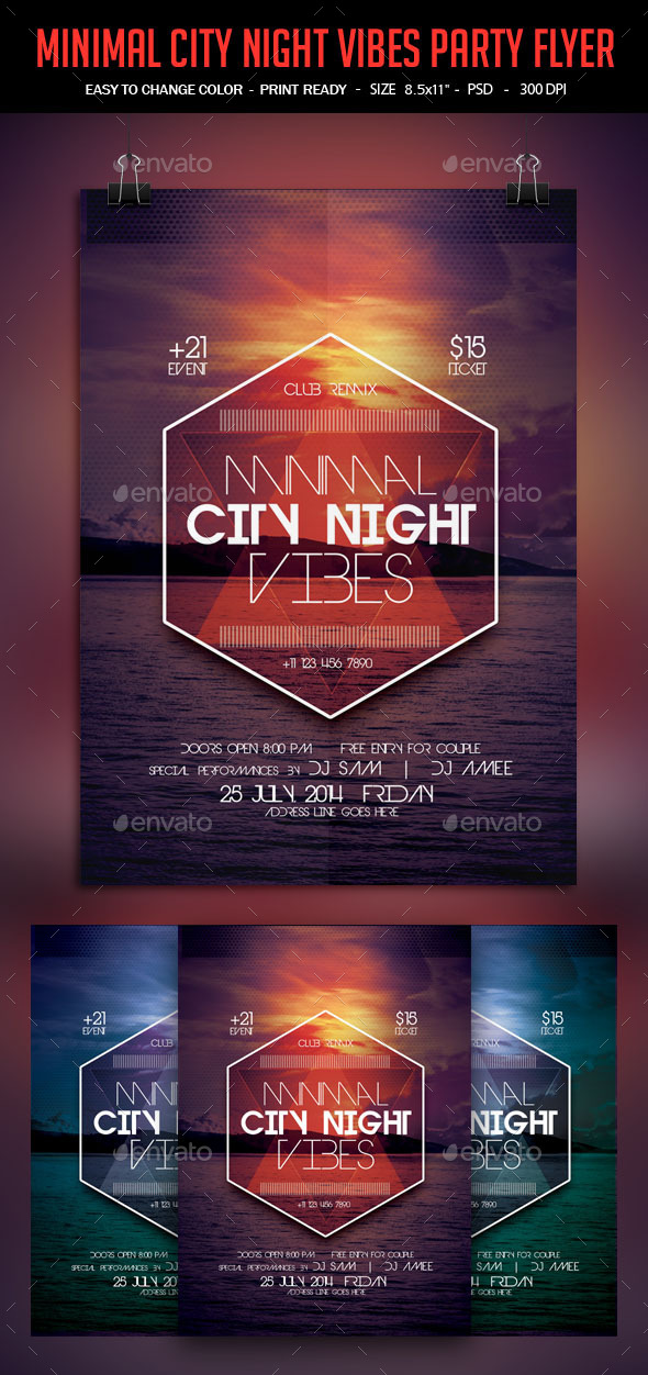 Minimal City Night Vibes Poster - Clubs & Parties Events