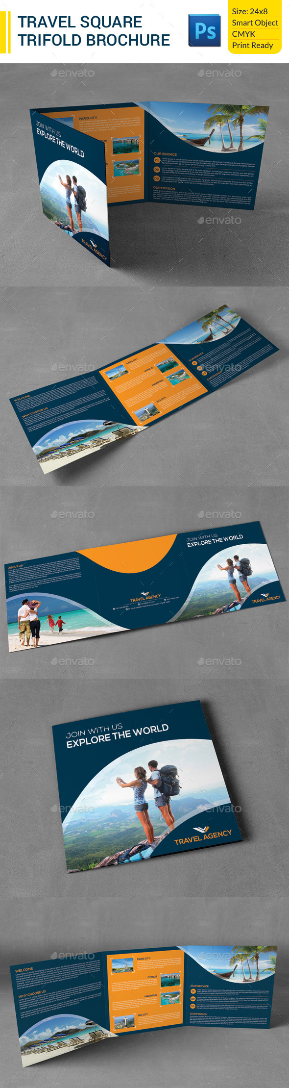 Travel Square Trifold Brochure - Corporate Brochures