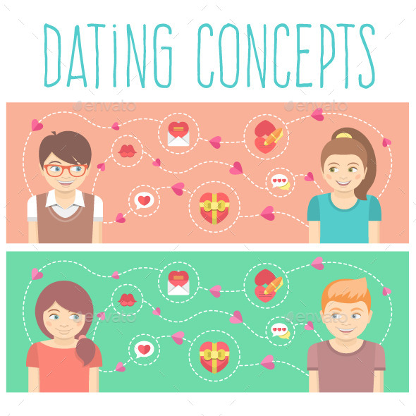 Dating Concepts with Two Happy Couples - Valentines Seasons/Holidays