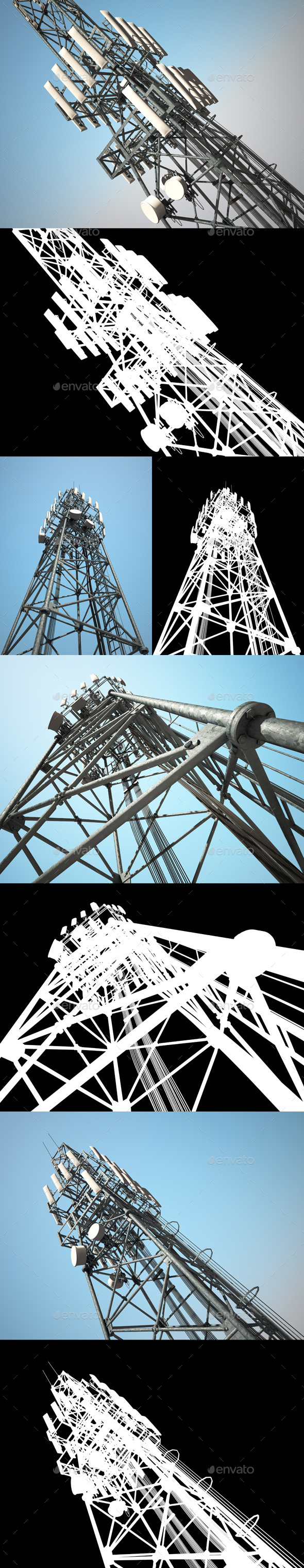 Telecommunications Tower Pack - Technology 3D Renders