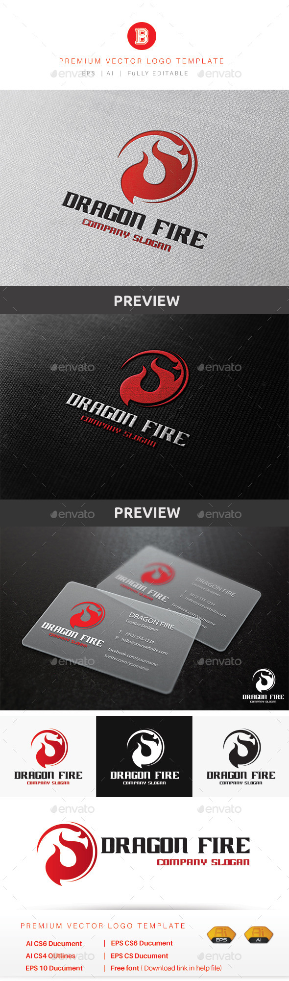 Dragon Fire - Animals Logo Templates