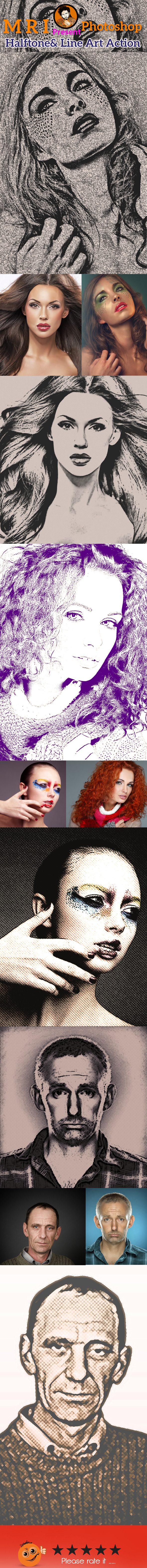 Halftone& Line Art Action - Actions Photoshop
