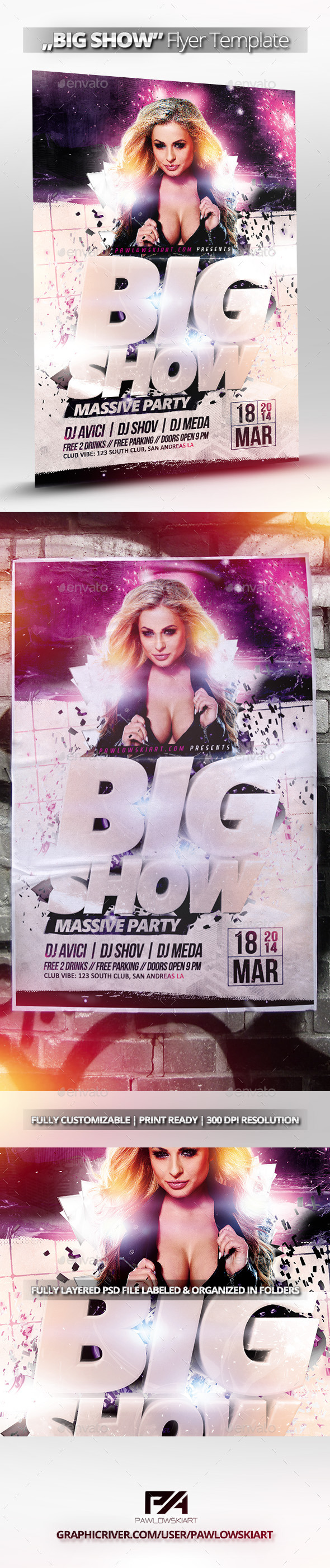 BIG SHOW Party Flyer Template - Clubs & Parties Events