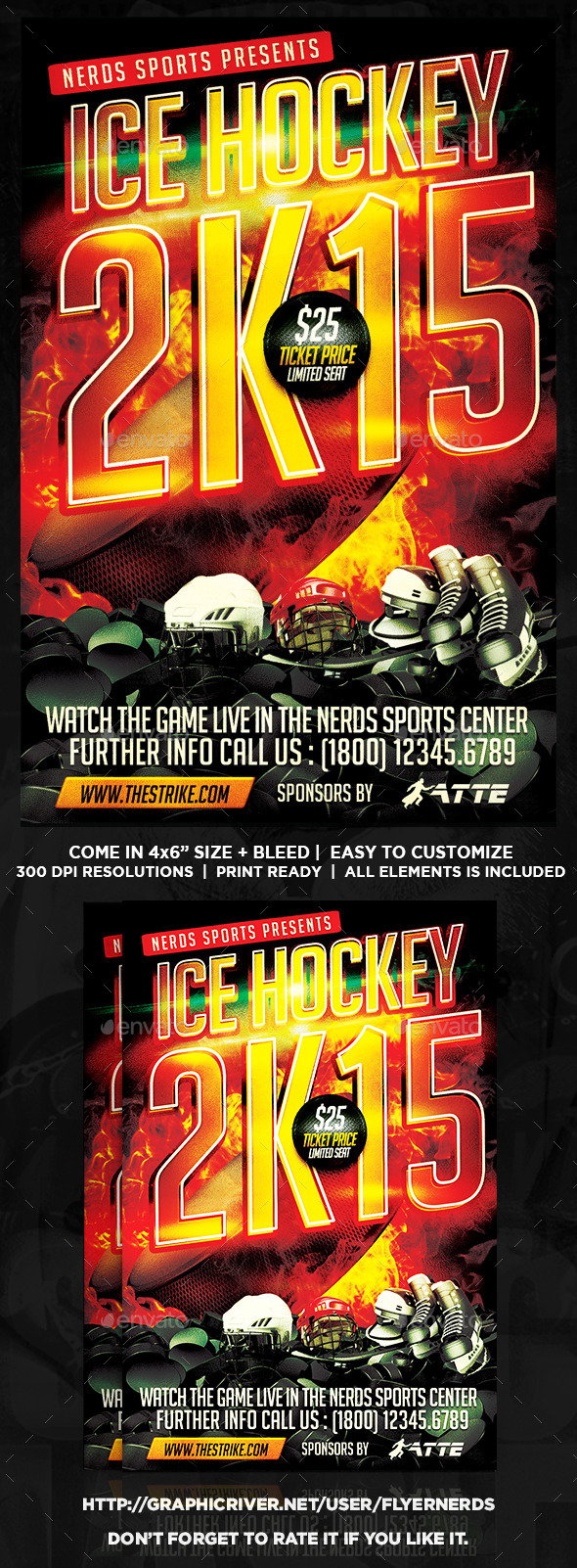 Ice Hockey 2K15 Championships Flyer - Sports Events