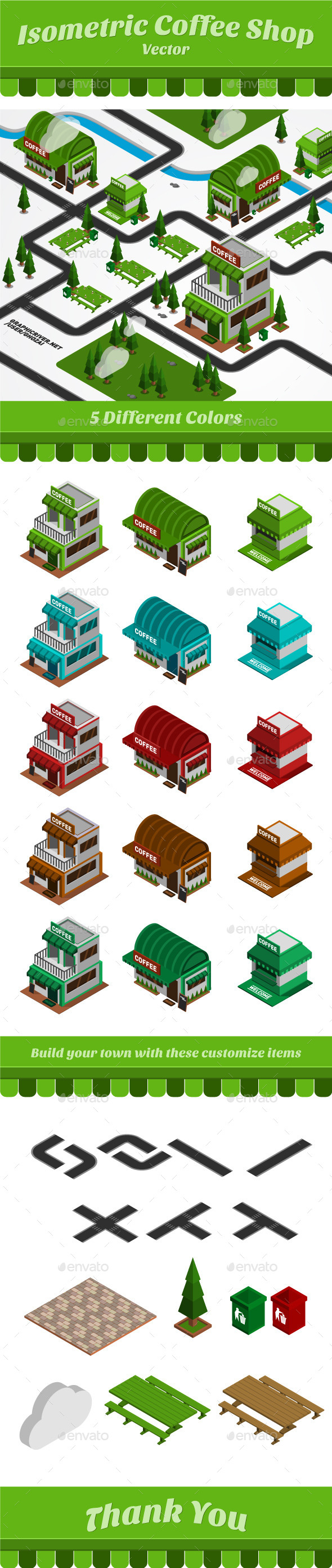 Isometric Coffee Shop - Buildings Objects