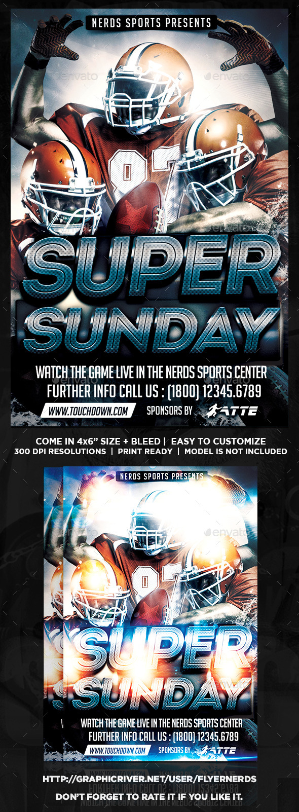 Super Sunday Football Night Sports Flyer - Sports Events