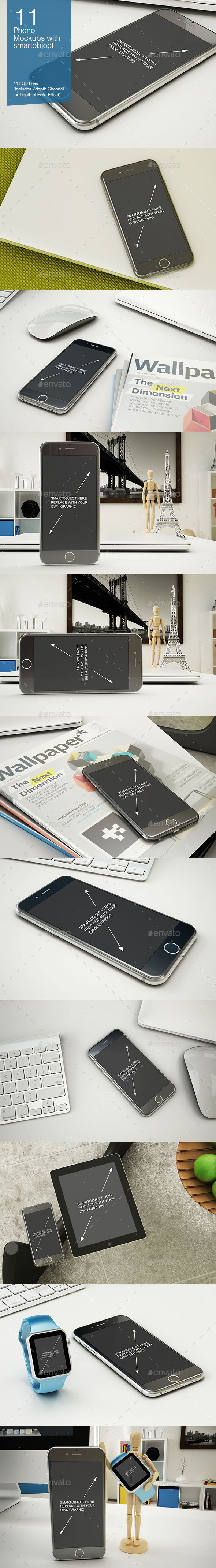 Phone Mockup 11 Poses - Mobile Displays