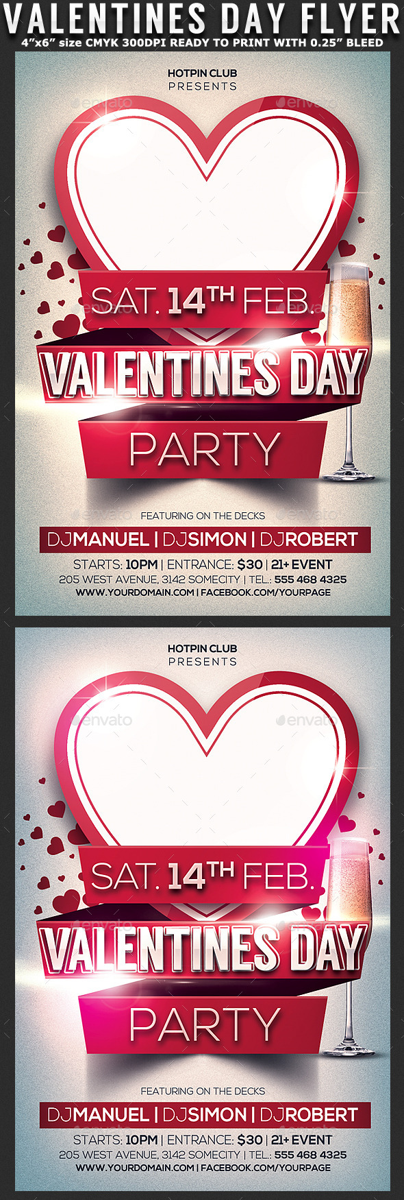 Valentines Day Party Flyer Template - Clubs & Parties Events