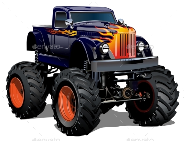 Cartoon Monster Truck - Man-made Objects Objects