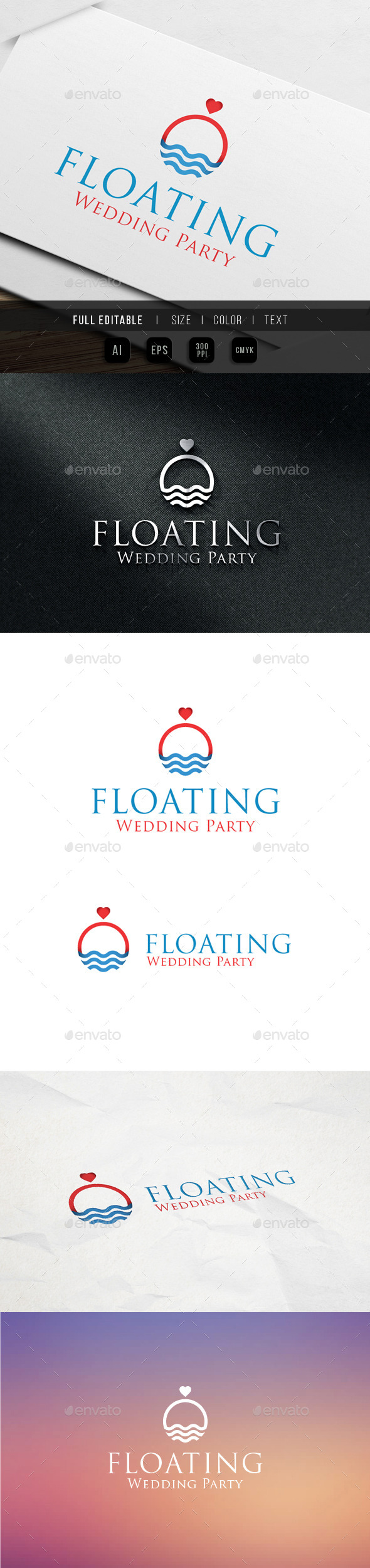 Floating - Wedding Events & Party - Abstract Logo Templates
