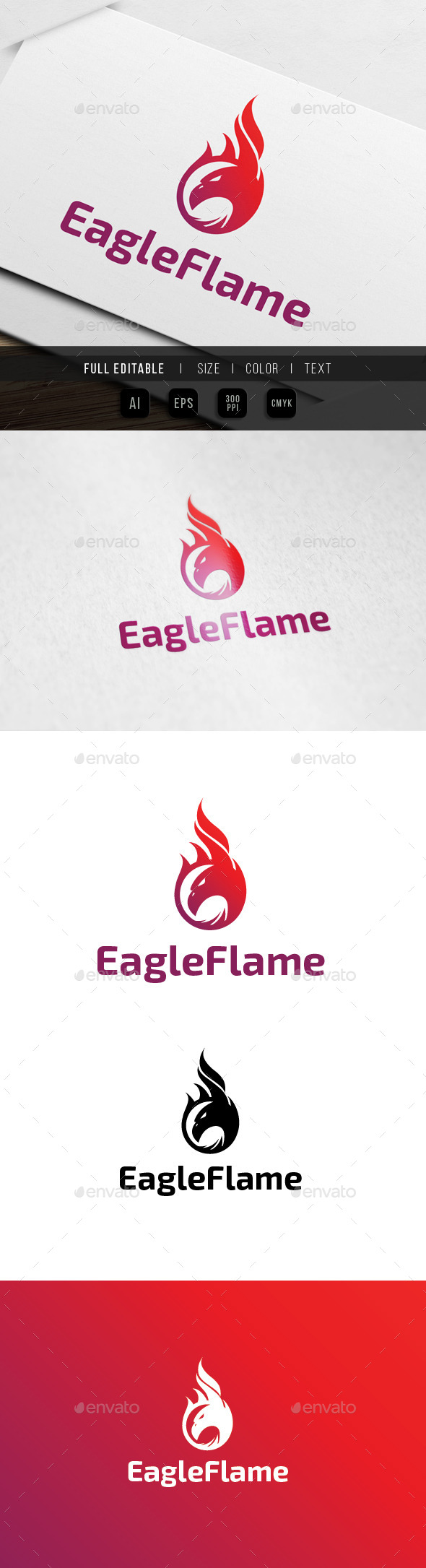 Eagle Flame / Fire Logo - Animals Logo Templates