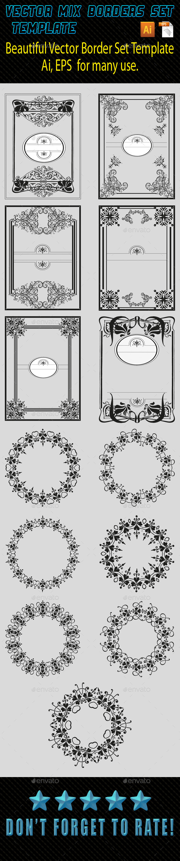 Vector Mix Borders Template 02 - Borders Decorative