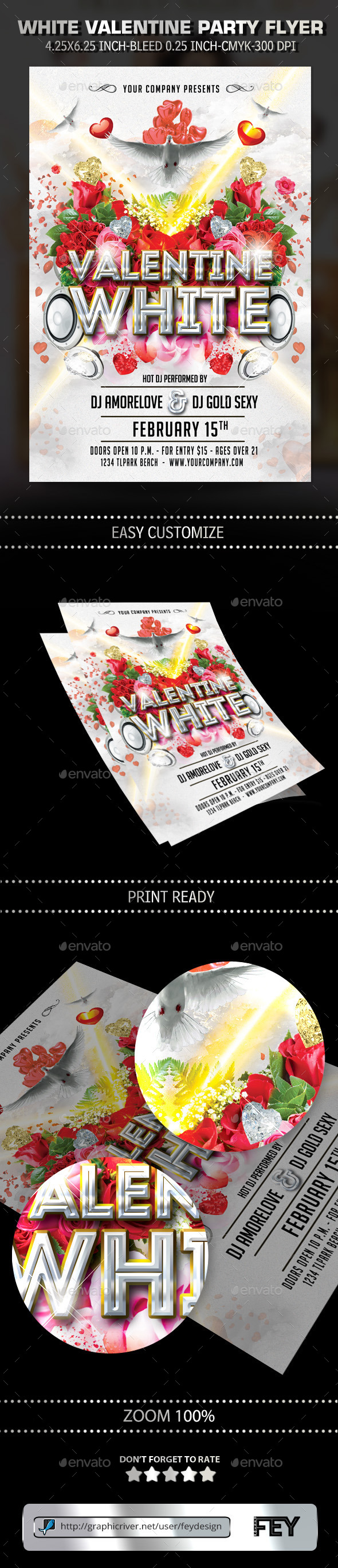 White Valentine Party Flyer