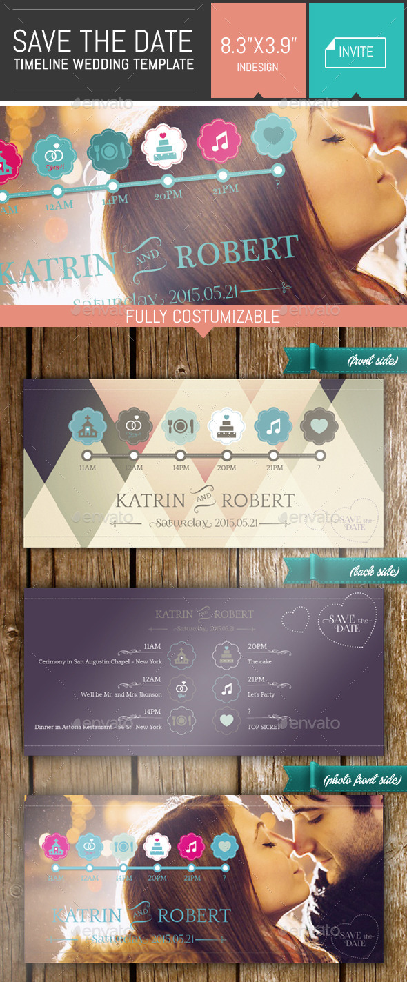 Save the Date - Timeline Wedding Invite Template - Weddings Cards & Invites