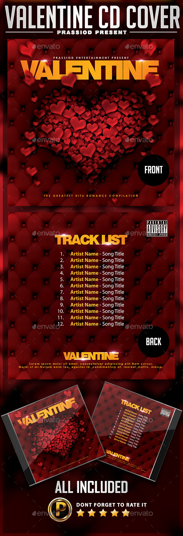 Valentine CD Cover Template - CD & DVD Artwork Print Templates