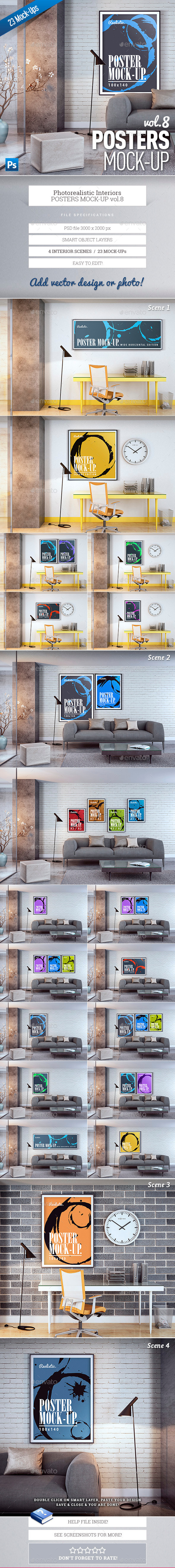 Posters Mock-Up vol.8 - Product Mock-Ups Graphics