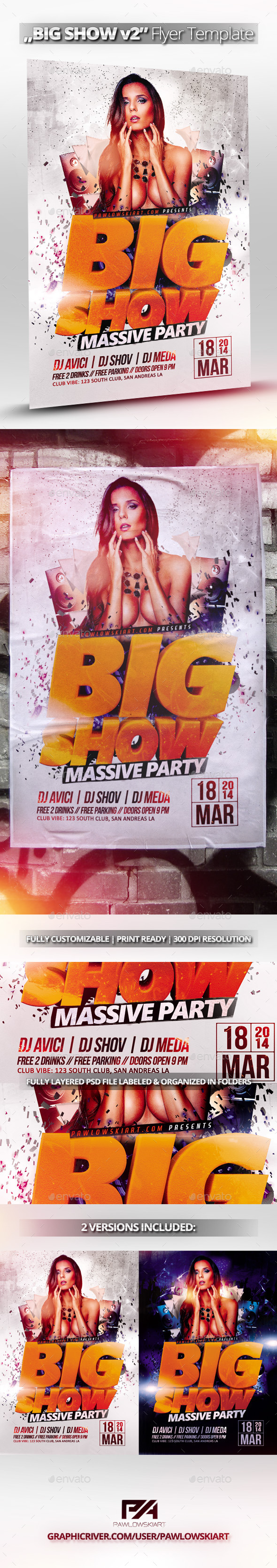 BIG SHOW v2 Party Flyer Template - Clubs & Parties Events
