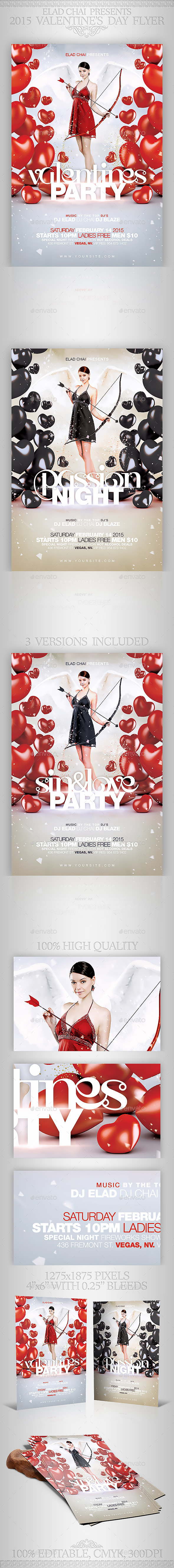 3 in 1 Valentine's Passion Flyer Template - Holidays Events