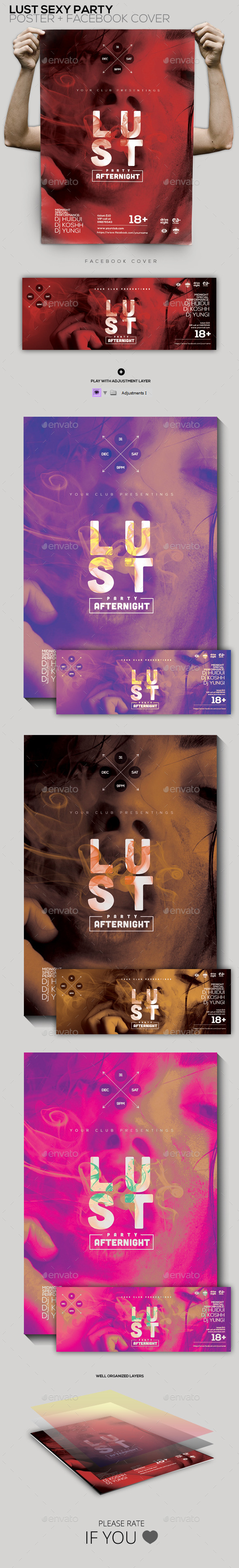 Lust After Night Party Flyer/Poster/Facebook Cover - Clubs & Parties Events